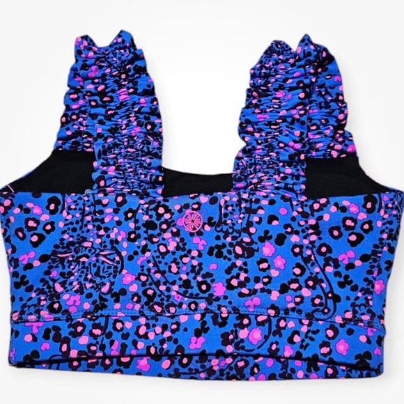 Lilly Pulitzer NWT! Karena Ruffle Sports Bra, Blue Flare Growl and Prowl - Picture 4 of 5